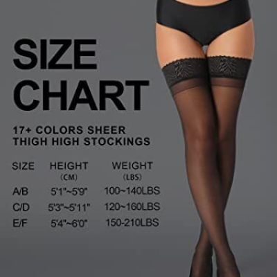 HONENNA Sheer Thigh High Stockings 17+ Colors Stay Up Lace Top with Anti-Slip...