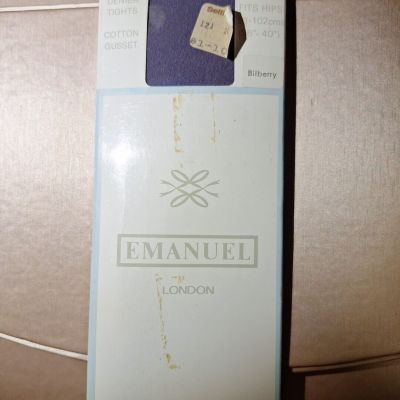 Vintage 80's Emanuel London 15 Denier One Size Tights Bilberry NIP 36