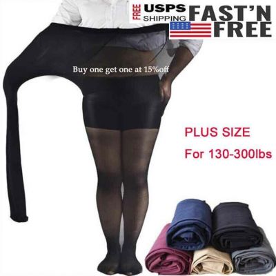 Plus Size Women High Waist Oil Shiny Glossy Sheer Stockings Tights Pantyhose USA