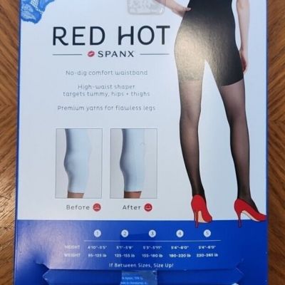 Red Hot Spanx Shaping Tights Size 2 BLACK 125-150 LBS 5’1”-5’9” Womens Pantyhose