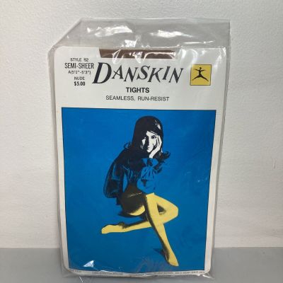 Vintage Danskin Semi-Sheer Nude Tights Style 82. Seamless Run-Resist NOS