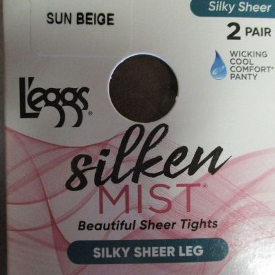 Leggs CONTROL TOP Silken Mist Silky Sheer Leg Size Q+ SUN BEIGE 2 Pair 212 S15