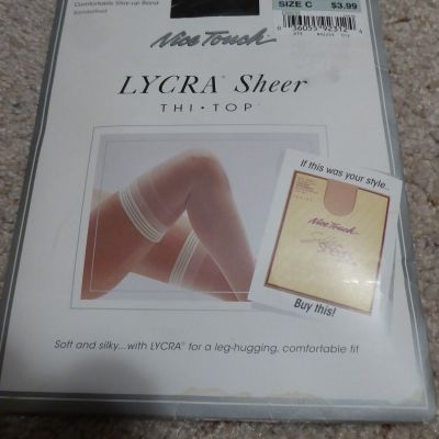 Sears nice touch Lycra Sheer Thi-Top Stockings, Off black, Size C