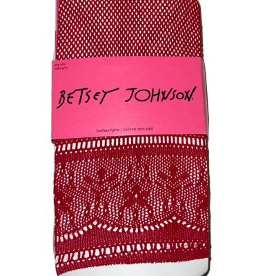 Betsey Johnson Women Footless Fish Net Tights Beige/Pink/Red Size M/L 00930