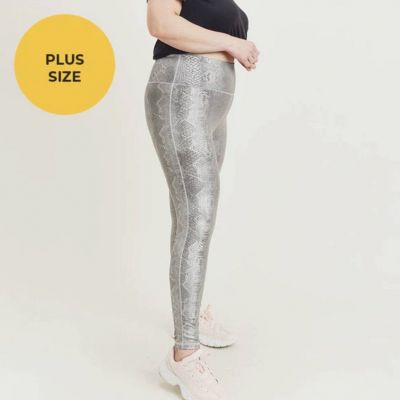 Plus Size Mono B Workout Leggings Yoga Silver Snake Print Pants Size 3XL NWOT