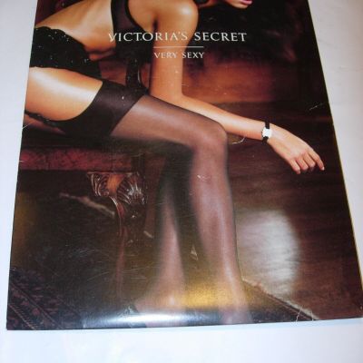 WOMENS VICTORIAS SECRET CLASSIC BLACK SHEER THIGH HIGH STOCKINGS NYLONS SIZE A