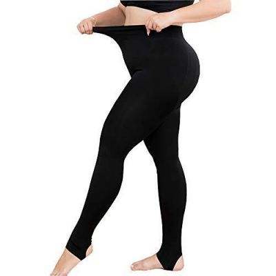 Women's Opaque Fleece Lined Leggings Thermal One Size Black(footless)