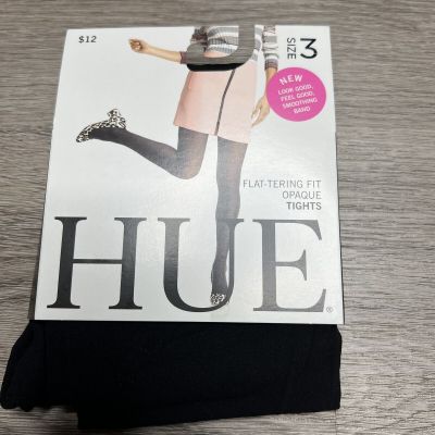 HUE Women's U17934 Flat-tering Fit Opaque Tights 1 Pair Black Size 3