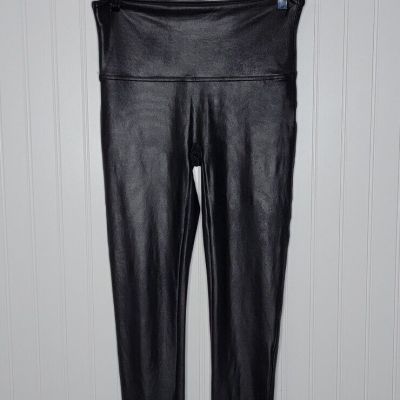 Spanx Faux Leather Leggings Women’s Size Large Black 27” Inseam