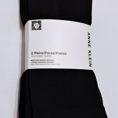 Anne Klein 2-Pack Footless Tights Black Size M/L