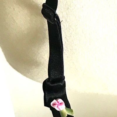 Betsey Johnson Lingerie, Garter Belt, Sexy Black Rose Wasp Waist Undergarment