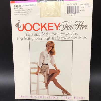 Jockey for Her Sheer & Comfortable Thigh Highs Stockings S-M Antique White Vtg