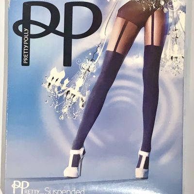 Rare- Pretty Polly Suspended Tights Navy Women One Size Pantyhose