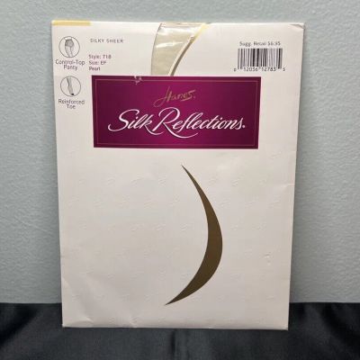 Vtg Hanes Silk Reflections Silky Sheer Pantyhose Control Top Panty, Pearl Sz EF