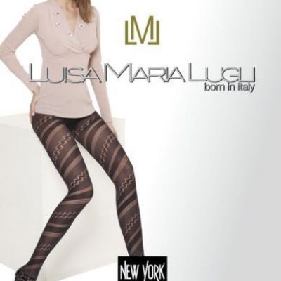 Luisa Maria Lugli Ursula Micro Black Geometric Patterned Tights Pantyhose Siz XS