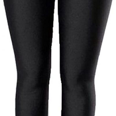 High-Waisted Black Shiny Fur Lined Winter Leggings For Women Size S/M