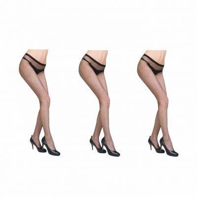 3Pcs Sexy Black Women Lady Fishnet Net Pattern Burlesque Hoise Pantyhose Tights