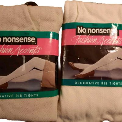 Vtg Two Pair Of No Nonsense Fashion Accents  Rib Tights NEW Womens Accessories
