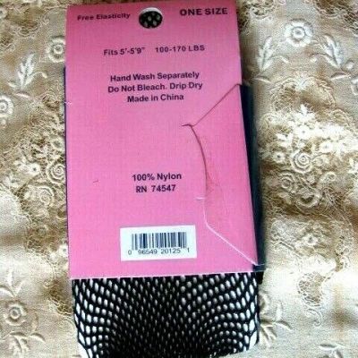 NEW HIGH FASHION ONE SIZE BLACK FISHNET TIGHTS - FITS 100 - 170 LBS, 5' - 5'9