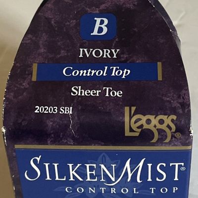 L’eggs Ivory Control Top Sheer Toe B 20203 Silken Mist Pantyhose Unopened