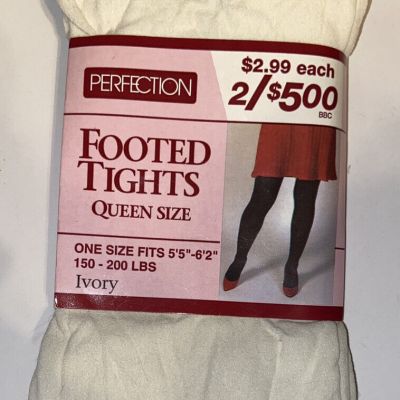 Queen Women’s Ivory Pantyhose Tights 5’5”-6’2”  To 200 lbs Perfection Stockings