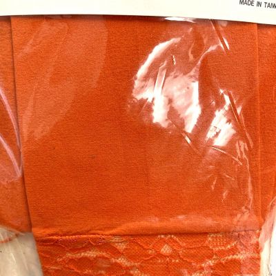 Vtg Women's footless tights with lace capri Nylon Brite Orange sz Average/long