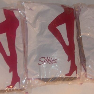 LOT OF 3 SILKIES PANTYHOSE SIZE LARGE 2 NUDE, 1 TAUPE NEW IN PACKAGES
