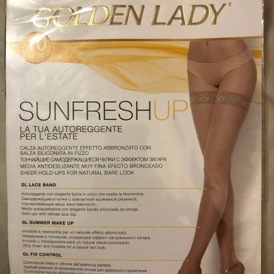 NEW in Package Golden Lady Black Stockings Lace Band Large Thigh-High USA SELLER