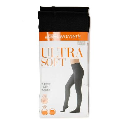 Warner's Blissful Benefits fleece lined black footless tights NWT womens S M