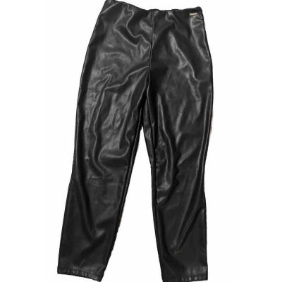 Fabletics Vegan Faux Leather Leggings High Rise Black Side Zip Women Size 2XL