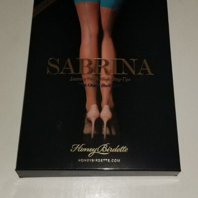 Honey Birdette Sabrina Stockings Luxury Thigh High Stay Ups size Small new