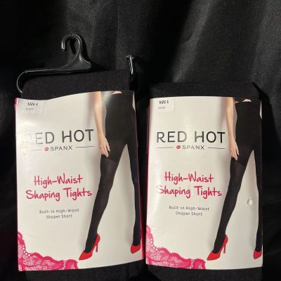RED HOT by SPANX Size 5 Lot Of 2 Black High Waist Shaping Tights