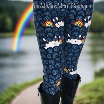 NEW  Size 12-20 Womens Rainbow YOGA WAIST Leggings (Soft as Lularoe)