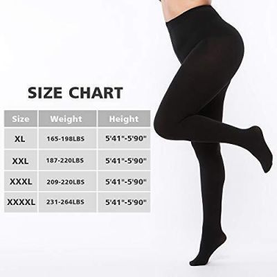 2 Pairs Plus Size Opaque Tights Control Top Pantyhose X-Large Black 2 Pairs
