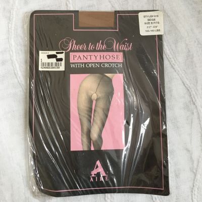 NEW Open Crotch Pantyhose 100perc Sheer to the Waist Stockings Tights AIRE