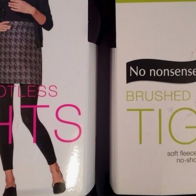 NWT 2 Pair *No Nonsense Brushed Lined Tights- Footless Tights Size Large