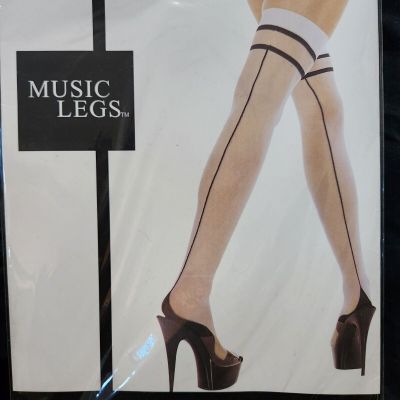 Music Legs Cuban Heel Stay-up Thigh-High Stockings Nude O/S; BUNDLE SAVINGS