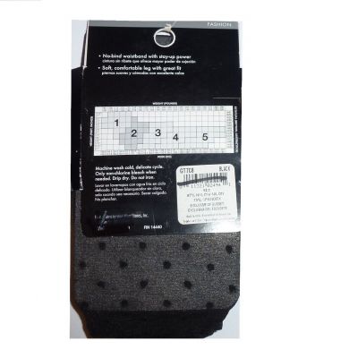 George Fashion Mini Dot Control Top Silky Sheer tights size 2 Black 125-165 lbs