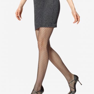 HUE Metallic FISHNET Net Tights Black with Silver Size S/M $18 - NWT HALLOWEEN