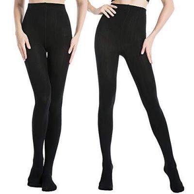 MANZI Black Tights for Women Warm Fleece Opaque Tights for Winter 2 Pairs 400...