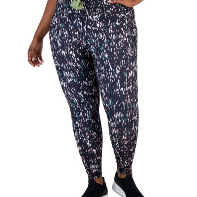 Plus Size Soft Sprint Printed 7/8-Leggings