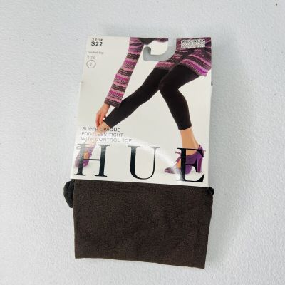 HUE Espresso Super Opaque Footless Tights w/Control Top Womens Size 1 New 1 Pair