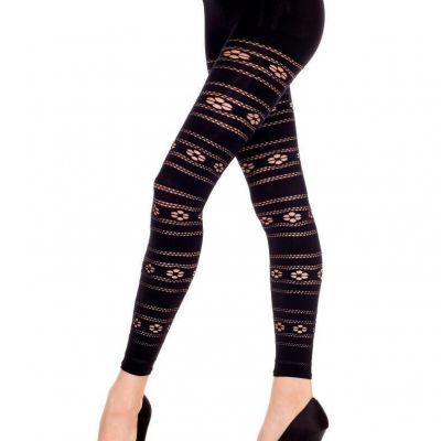 sexy MUSIC LEGS cutout FLOWERS opaque STRIPED leggins FOOTLESS tights PANTYHOSE
