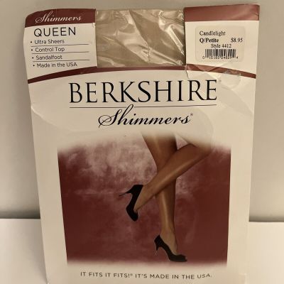 Berkshire Queen Petite Shimmers Control Top Pantyhose Style 4412 Candlelight