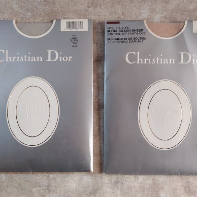 Christian Dior Ultra & Silken Sheer Pantyhose - Crystal Grey & Rose Petal-Size 2