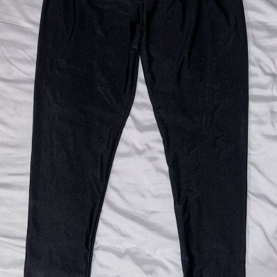 NEW Womens SHOSHO Shiny Black Slimming Leggings -Plus Size fits XL or 1X