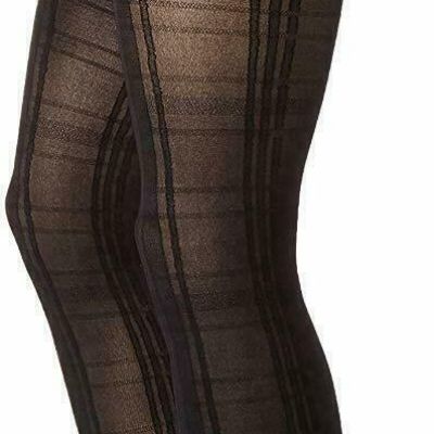 HUE Women’s Plaid Tights with Control Top Black S/M