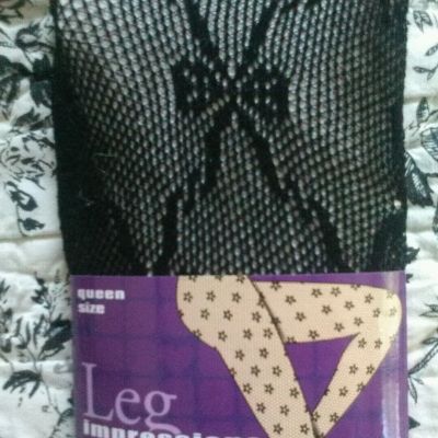 IMPRESSIONS Net Tights  BLACK QUEEN Ribbons & BOWS 5 '4