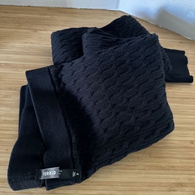 Torrid Black Sz 2 Cable Knit Sweater Leggings EUC 30in Inseam
