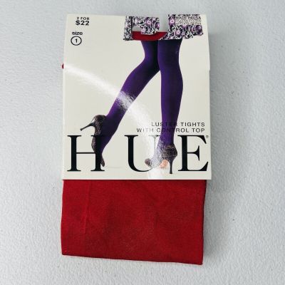 NWT HUE Womens Luster Tights Control Top 1 Pair Size 1 Apple Red  Pack New